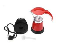 Moka eléctrica de aleación de aluminio, 300 ml, 6 tazas, 480 W, extraíble, cocina de cocina, cafetera (rojo)