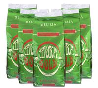 Moka Gold - Taza dorada - 5 sobres de 1 kg - Café en granos de sabor refinado - Mezcla arábica - Ideal para bares y restaurantes - Paquete ahorro de aroma - Campania - Tostado artesanal