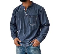 Mokaloha Mens Long Sleeve Shirts, Pacificozy Men's Stylish Urban Casual Daily Long-Sleeved Shirt Classic (Navy,4XL)