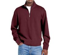 Mokaloha Mens Shirts, 2025 New Men's Simple Everyday Ribbed Stand Collar Pocket Casual Long Sleeve Henley Shirt (Red,M)