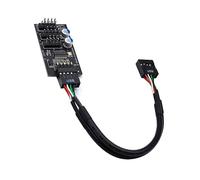 Mokamika 9Pin USB Hub Connector USB Splitter 1 to 3 USB2.0 9Pin Header Board Kabel für Wasserkühlung für RGB LED Lüftergeschwindigkeitstest Haltbar Schwarz