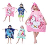 Mokani Poncho de Baño Niños Microfibra Ultra Suave y Absorbente Albornoz con Capucha para Playa y Piscina Niñas y Niños 6-14 Años