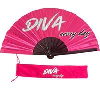 MOKARTA Abanico Original XL Grande Festival Diva Everyday Plegable Clap Clap Bambú con Funda, Medidas:64 x 37cm Ventilador de Mano. Ideal Fiestas, Rave,festival