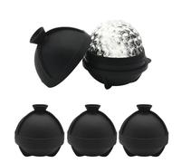 Mokaskaidj 4 Piezas Cubiteras para Hielo Grande, Redondos con Tapa de Embudo Moldes de Silicona, Hielos Redondos de Silicona sin BPA para Cubitos de Hielo para Whisky, Cócte