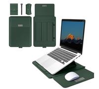 MokaZii 13-14 Pulgada Funda para Portátil Compatible con MacBook Air 13"/Pro 14" (M5 Pro MAX 2026/M4/M3/M2/M1), PU Funda Resistente Protectora Soporte Ratón Alfombrilla Cuero Portátil - Verde