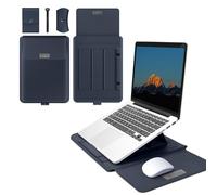 MokaZii 3-1 Funda para Portátil 13-14", Funda Protectora Soporte Ratón Alfombrilla para MacBook Air/Pro M5/M4 Pro/M4 Max/M4/M3/M2/M1, Resistente PU Funda Cuero Portátil - Azul Oscuro