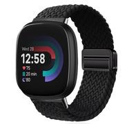 MokaZii Nylon Correa Compatible con Fitbit Versa 4/Versa 3/Sense 2/Sense, Nailon Brazalete Deportivo Unisex, Magnética Elásticos Correas para fitbit versa 4/3/sense 2/sense - Negro