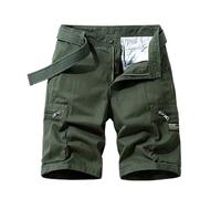 MOKBAY Bermudas Cargo Hombre Shorts Ropa Verde Militar Cremallera Bolsillos Pantalon Corto Lino Pantalón Trabajo Pantalon de Trabajo Pantalones Cortos Lino Hombre Oferta Flash Verde Militar XXL