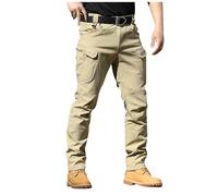 MOKBAY Calças de Trabalho Laboral Pantalon Hombre Casual con Bolsillos Baggy Pantalon Tactico Pantalones de Senderismo Pantalón Militar Hombre Pantalones Trabajo Caqui M
