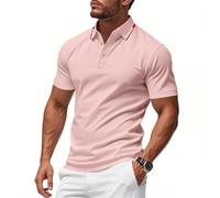 MOKBAY Camisa Manga Corta Hombre Deportivo Rosa Deportes Antisudor Polos Cuello Mao Chollos Ultima Hora Ofertas Flash Lisas Manga Corta Ropa de Camiseta Trabajo XXL Polo Punto Hombre Rosa XXL
