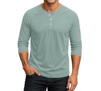 MOKBAY Camisas Hombre Ropa Gym de Vestir XXL Compression Shirt Camiseta Manga 3/4 Running Camisa Azul Hombre Turquesa con Botones Henley Camisetas Básicas de Manga 3/4 Turquesa XXL