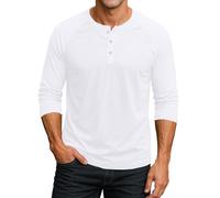 MOKBAY Camiseta Interior Hombre Blanco Cuello Mao Henley Camisetas Interior con Botones Camisa Blanca M Compression Shirt sobre Camisas Manga Larga Ropa Hombre Blanco M