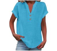MOKBAY Camisetas Manga Corta Mujer Cuello V Lisas Basicas Fiesta Azul Rayas Verano Volantes Elegantes Ofertas Flash Tops Verano Camiseta Manga Corta Camisa Mujer Elegante Azul 5XL