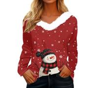 MOKBAY Camisetas Navideñas Mujer Jersey Navideño Feo Nieve Elegante FEA Personalizada Sueter Navideños Familia Manga Larga Feo Sexy Disfraz Navidad Mujer Camiseta Navidad Rosa Fuerte XL