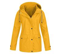 MOKBAY Chaqueta Mujer Impermeable Chaqueta Deporte Deporte Amarillo Lluvia Corto Ropa de Agua Chubasquero Engomado con Capucha Chubasquero Talla Grande Trench Mujer Amarillo L