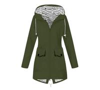 MOKBAY Chubasquero Amarillo Parka de Lluvia Chaqueta Chubasqueros Mujer Verde Militar con Capucha Agua Largo Montaña Ropa Impermeable Chubasquero Chaqueta de Invierno Mujer Verde Militar M
