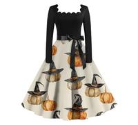 MOKBAY Disfraz Ghostface Bruja Calabaza Murcielago Beige Miedo Skeleton Vampiresa Scary Vestidos de Halloween para Mujer Hallowen de Monstruos Vestido de Mujer Bruja Halloween Beige S