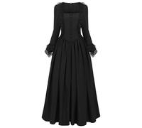 MOKBAY Disfraz Halloween Adulto Mujer Sexy Elegante Steampunk Vestidos Medievales Victoriana Pirata Fato Halloween Miedo Grim Vestido Victoriano Negro Medievales Pirata Mujer Negro XL