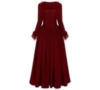 MOKBAY Disfraz Halloween Familiar Rojo Renacentista Tallas Grandes Disfraz Victoriano Mujer Vestido Victoriano Medievales Scary Medievales Steampunk Punk Vestidos de Halloween para Mujer Rojo L