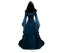 MOKBAY Disfraz Hallowen Mujer Góticos Gotico Fiesta Vestidos Góticos Diablesa Vestido Medieval Negro Azul Oscuro Halloween Cosplay Bruja Disfraz Bruja Medieval Mujer Azul Oscuro S