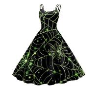 MOKBAY Disfraz Mujer Halloween Miedo Esqueleto Hallowen Vampiresa Traje Bruja Vudu Vestido Halloween Ghostface Vampiros Disfraz de Los Muertos Cosplay Verde Oscuro Vestido Bruja Mujer Verde Oscuro M