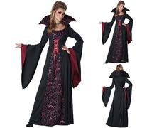 MOKBAY Halloween Costume Women Dia de Los Góticos Vudu Gotico Disfraz Gotica Mujer Negro Vestidos Goticos Originales Vampira Vestido Bruja Medieval Disfraz Halloween Mujer Sexy Negro L