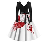 MOKBAY Halloween Mujer de Miedo Disfraces Disfraz Esqueleto Adulto Vestido Halloween Tallas Grandes Haloween Scary Vampiresa Beige de Bruja Murcielago Vestido de Bruja Mujer Beige 3XL