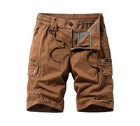 MOKBAY Pantalon Trabajo Corto Hombre Café Pantalón de Bermudas Trabajo Pantalones Cargo Cortos Cargo Cuerda Oferta Flash XL Lisas Cremallera Bolsillos Ropa de Verano Hombre Café XL