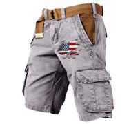 MOKBAY Pantalones Cortos de Hombre Verano de Vestir de Trabajo Piratas Chino Trabajo Gris Claro con Bolsillos de Lino Pantalones Piratas Hombre Mens Shorts Pantalon Corto Gris Claro 5XL