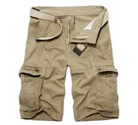 MOKBAY Pantalones Cortos Hombre Trabajo XL Caqui Cuerda Lisas Pantalones de Pantalón Cremallera Bolsillos Pantalon Corto Camuflaje Hombre Tallas Grandes Mis Pedidos Bermudas Cargo Caqui XL