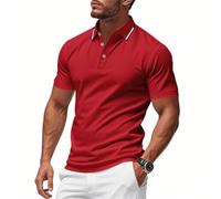 MOKBAY Polo Homem Talla Grande de Verano Lisas XL Manga Corta Hombre Rojo Cuello Mao Golf Polo Verde Deportivo Camisetas Camisas Hombre Manga Corta Chollos Ultima Hora Ofertas Flash Rojo XL