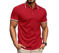 MOKBAY Ropa de Verano Hombre Club Lisas Camiseta Verano Manga Corta Trabajo Deporte Cuello Mao Polos de Rojo Oferta Flash Camisas No Plancha M Polo Negro Hombre Manga Corta Rojo M