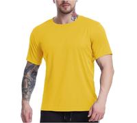 MOKBAY Ropa Hombre Camisetas Running Camiseta Deporte Hombre Amarillo Chollos Ultima Hora Ofertas Flash Verano 4XL Manga Corta Slim Fit Basica Lisas Deporte Compression Shirt Amarillo XL