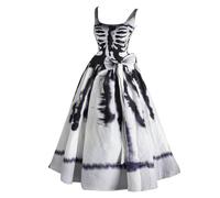 MOKBAY Skeleton Costume Bruja Punk Scary Invierno Vestido Negro Halloween de Fantasma Fiesta Fantasma Vestido de Bruja Mujer Hallowen Blanco Esqueleto Disfraz Mujer Halloween Miedo Blanco L