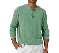 MOKBAY Sobre Camisas Hombres Camisetas Térmicas para Camisola Termica Camisa Verde Claro con Botones 3XL Manga Larga Camiseta Negra Tallas Grandes Henley Ropa de Hombre Verde Claro 3XL