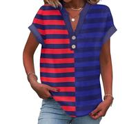 MOKBAY Tops Camiseta Lunares Verano Algodon Camisa Blanca Mujer Manga Corta Ropa Talla Grande Camisetas Mujer Rojo Cuello V De Rayas Manga Corta Chollos Ultima Hora Ofertas Flash Rojo XL