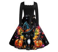 MOKBAY Vampiro de Vampira Hallowen Vudu Araña Disfraz Murcielago Mujer Calabaza Azul Cielo Vampira Vestido Halloween Miedo Vestido Bruja Mujer Fantasma Halloween Costume Women Azul Cielo XL