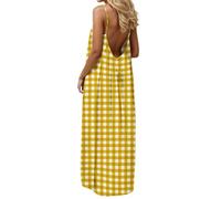 MOKBAY Vestido Largo Verano Mujer Vestidos Sin Espalda Women Summer Dresses Vestidos 2026 Largos Sin Mangas 2026 Tirantes Ropa de Vestido Playero Mujer Verano Amarillo L