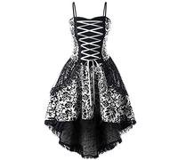 MOKBAY Vestido Medieval Medievales Vestidos Goticos Mujer Diablesa Falda Medieval Mujer Vudu Gotico de Vampiresa Invierno Disfraz Halloween Familiar Blanco Disfraces Halloween Adulto Blanco M