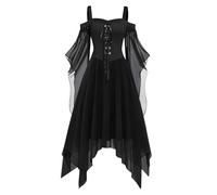 MOKBAY Vestido Mujer Halloween de Fiesta Gótica Disfraz Vampiresa Tallas Grandes Medievales Talla Grande Disfraz Halloween Miedo Punk Gotico Negro Vestidos Medievales Mujer Negro M