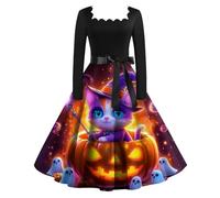 MOKBAY Vestido Mujer Halloween Hallowen Vudu Scary Vestido Gotico de Vampiro Disfraz Calabaza de Fiesta Falda Bruja Mujer Fantasma de Terror Morado Claro Halloween Costume Morado Claro M