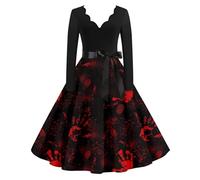 MOKBAY Vestidos Halloween Mujer Disfraz Halloween Adulto Terror Calabaza Esqueleto Vestido de Bruja de Vampiresa Vampira Elegantes Punk Negro Hallowen Disfraz de Vampiro Mujer Negro S