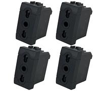 MOKEKA Toma bivalente de pared, 4 unidades, toma bipaso 2P + T 16 A, compatible con Bticino Living International, negro