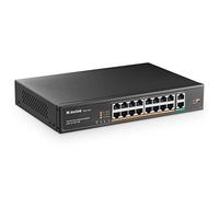 MokerLink 16 Puertos PoE Switch, 2 Gigabit UpLink Puerto , PoE Plus 802.3af/at, 250W de Alta Potencia, Compatible con IEEE802.3af/at, PoE + Plug and Play no administrado de Montaje en Bastidor