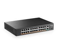 MokerLink 24 Puertos PoE Switch, 2 Gigabit UpLink Puerto , PoE Plus 802.3af/at, 400W de Alta Potencia, Compatible con IEEE802.3af/at, PoE+ Plug and Play no administrado de Montaje en Bastidor