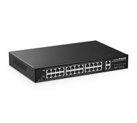 MokerLink 28 Port Gigabit PoE Switch, 24 Gigabit PoE+ Ports, 2 Gigabit Uplink, 2 Gigabit SFP, 300W IEEE802.3af/at, Metal Rackmount Unmanaged Plug and Play Ethernet Switch