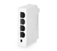 MokerLink 4 Puertos Extensor PoE, repetidor PoE IEEE 802.3 AF/at, 100 Mbit/s, 1 Entrada PoE, 3 Salidas PoE, Interruptor de Paso PoE para Montaje en Pared y riel DIN