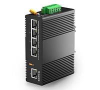 mokerlink 5 Puertos Gigabit Ethernet Switch Industrial de Carril DIN, Capacidad de Conmutación de 14Gbps, no Administrado IP40 (-40 a 185 °F), con Fuente de Alimentación
