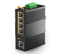 mokerlink 5 Puertos PoE Gigabit Switch Ethernet Industrial de riel DIN, Alimentación PoE+ de 60W, Capacidad de Conmutación de 14Gbps, No Administrado IP40 (-40 a 185 °F), con Fuente de Alimentación