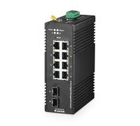 MokerLink 8 Port Gigabit PoE Industrial DIN-Rail Ethernet Switch Managed, 2 SFP Ports, IEEE802.AF/at 96W PoE+ Power, Web L2+ Managed IP40 Network Switch, con Fuente de alimentación